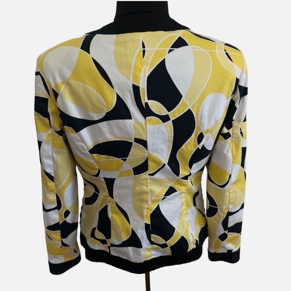 MÚLTIPLES Vintage Style Geometric Print Jacket Size L Yellow Black White women - Picture 8 of 8